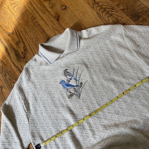 vintage grandma collared bird lightweight long sleeve sweatshirt size la… - Picture 9 of 9